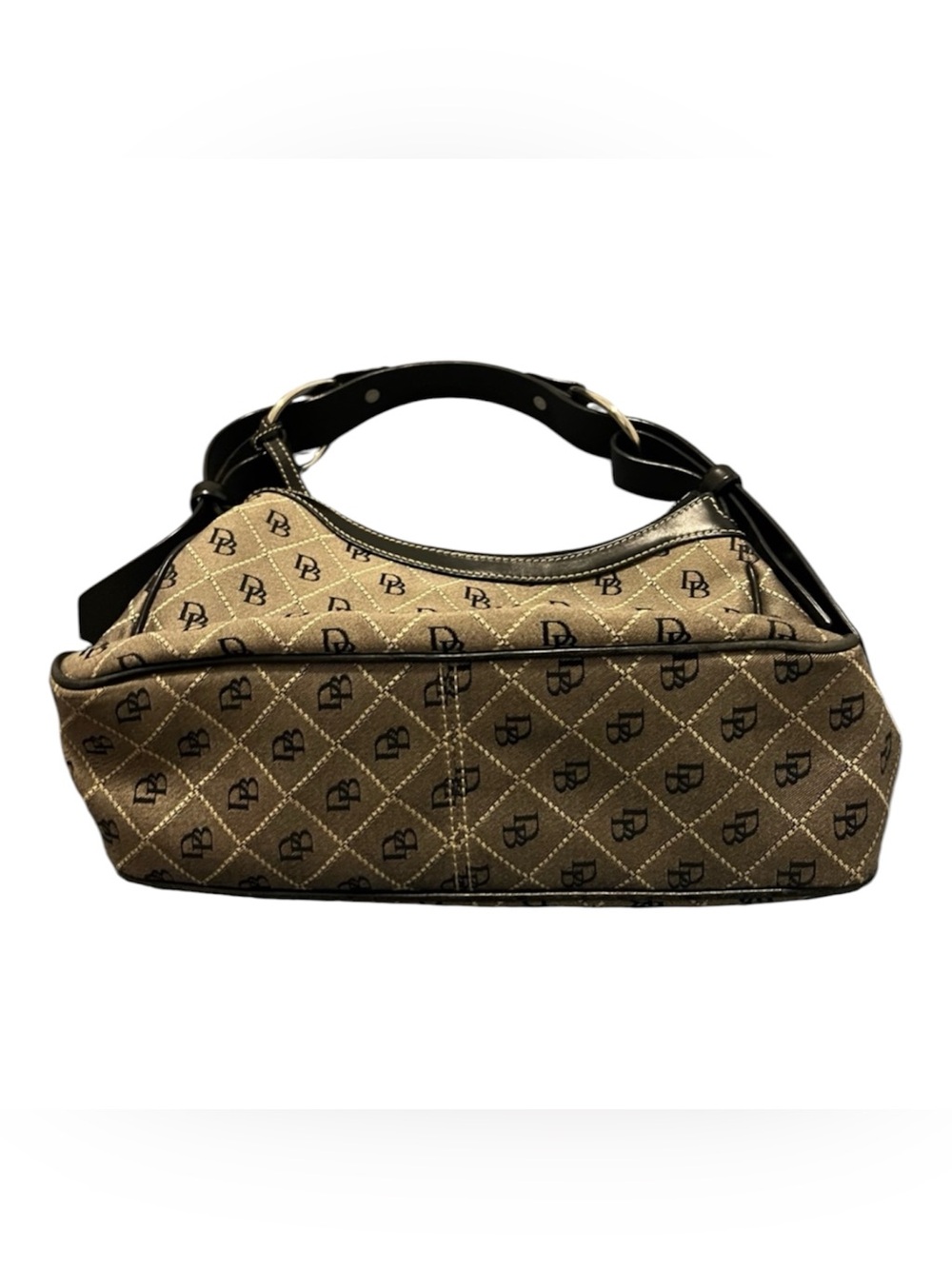 Dooney & Bourke women’s Signature canvas tan & black Boho shoulder handbag/purse - Picture 2 of 6